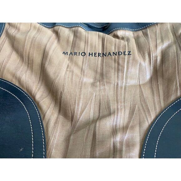 Mario Hernandez Leather Bag Shoulder Tan Black Tote Pockets  Check Pictures - Picture 3 of 16